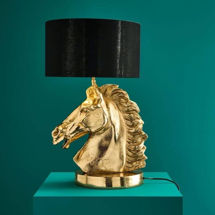 Premium Metal Table Lamp Horse Gold