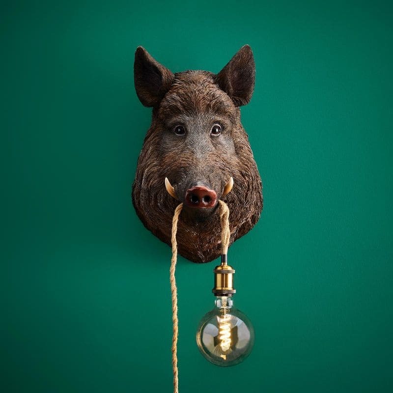 Wall Lamp Wild Boar / Pig Willy Brown