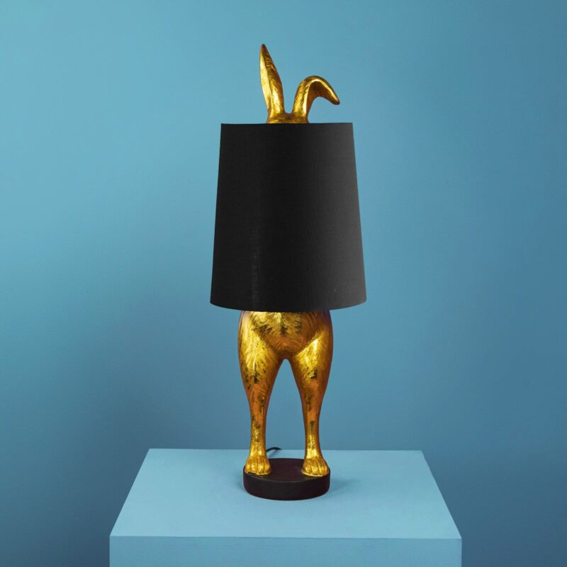 Table Lamp Rabbit Hiding Bunny Gold-Black