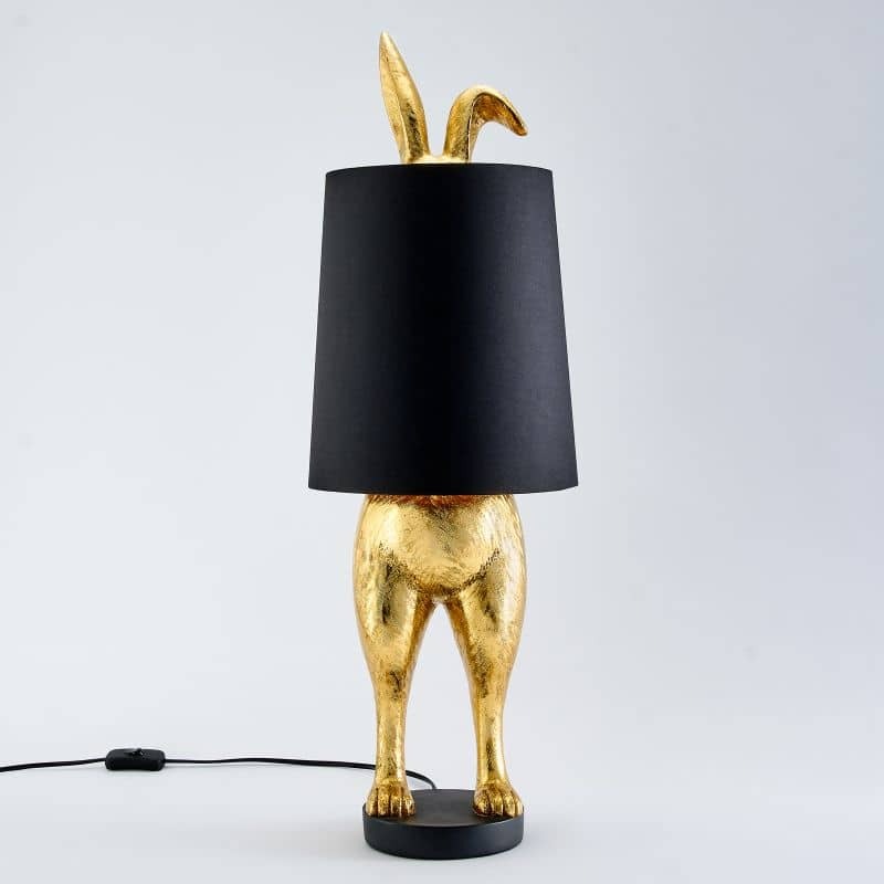 Table Lamp Rabbit Hiding Bunny Gold-Black