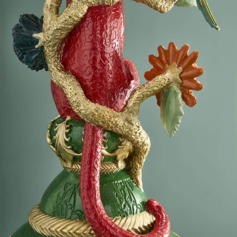 Side Table Leopard with Cockatoo Multicolored