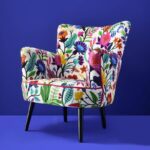 Velvet Armchair with Floral Design Adventure Multicolored
