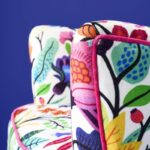Velvet Armchair with Floral Design Adventure Multicolored