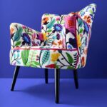 Velvet Armchair with Floral Design Adventure Multicolored