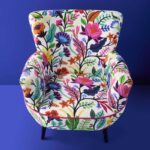 Velvet Armchair with Floral Design Adventure Multicolored