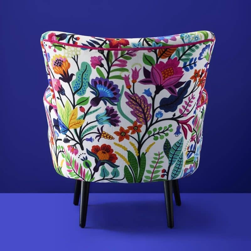 Velvet Armchair with Floral Design Adventure Multicolored