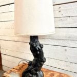 MID CENTURY BLACK CERAMIC LAMP