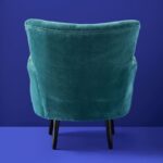Velvet Armchair with Floral Design Frida Turquoise Hand Embroidered