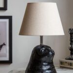 STANLEY THE BLACK SEAL TABLE LAMP WITH LINEN SHADE