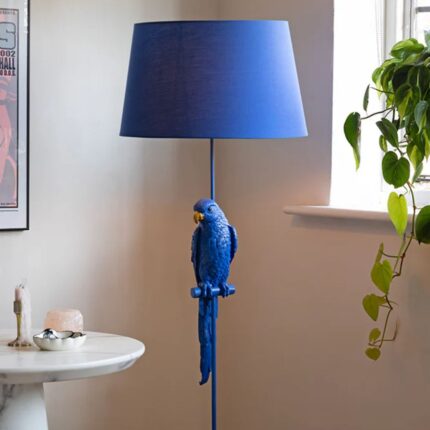 BOLD BLUE PARROT FLOOR LAMP WITH SHADE