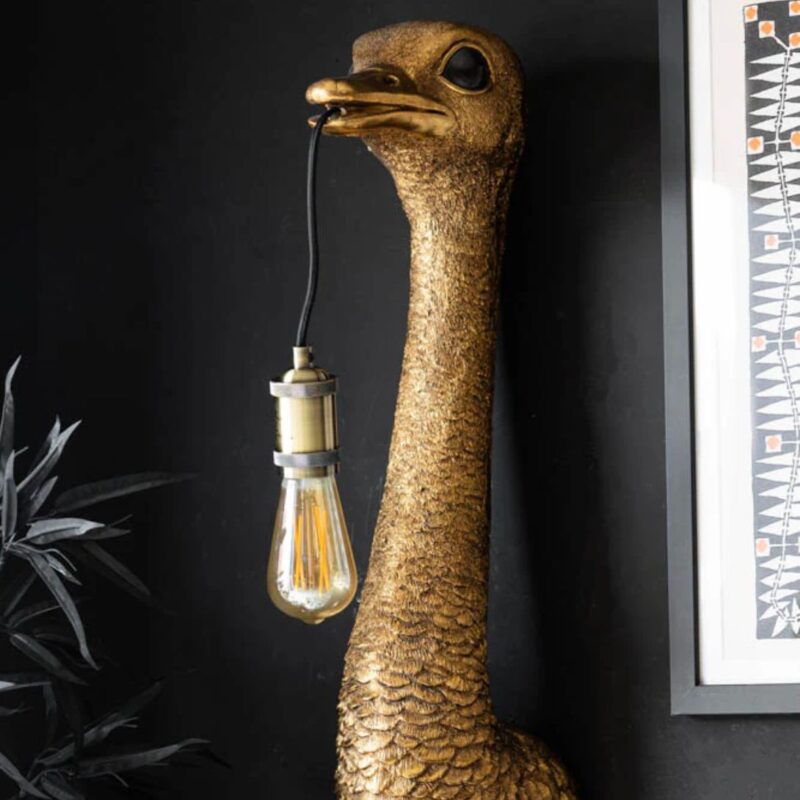 ANTIQUE BRONZE OSTRICH WALL LIGHT