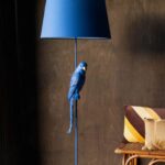 BOLD BLUE PARROT FLOOR LAMP WITH SHADE
