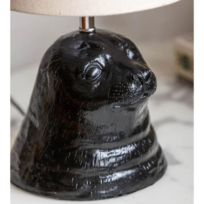 STANLEY THE BLACK SEAL TABLE LAMP WITH LINEN SHADE