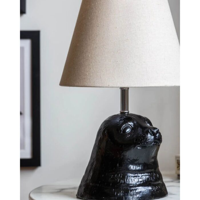 STANLEY THE BLACK SEAL TABLE LAMP WITH LINEN SHADE