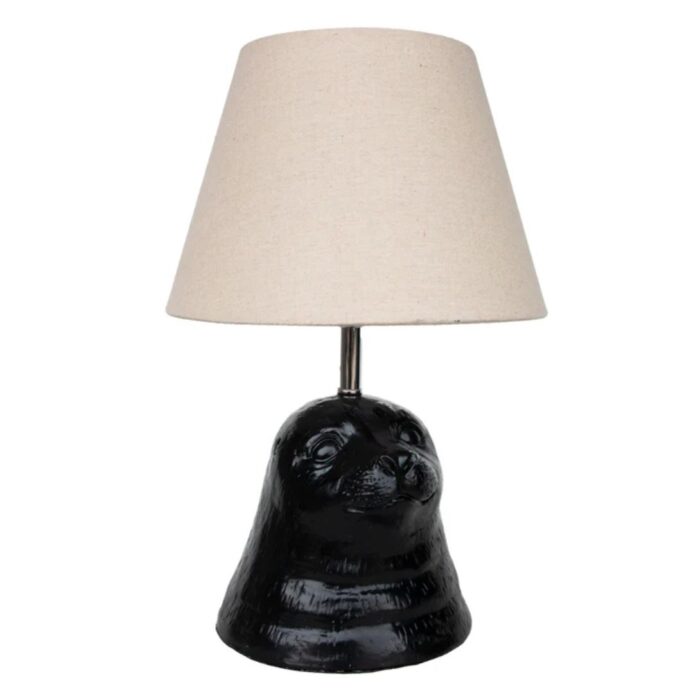 STANLEY THE BLACK SEAL TABLE LAMP WITH LINEN SHADE