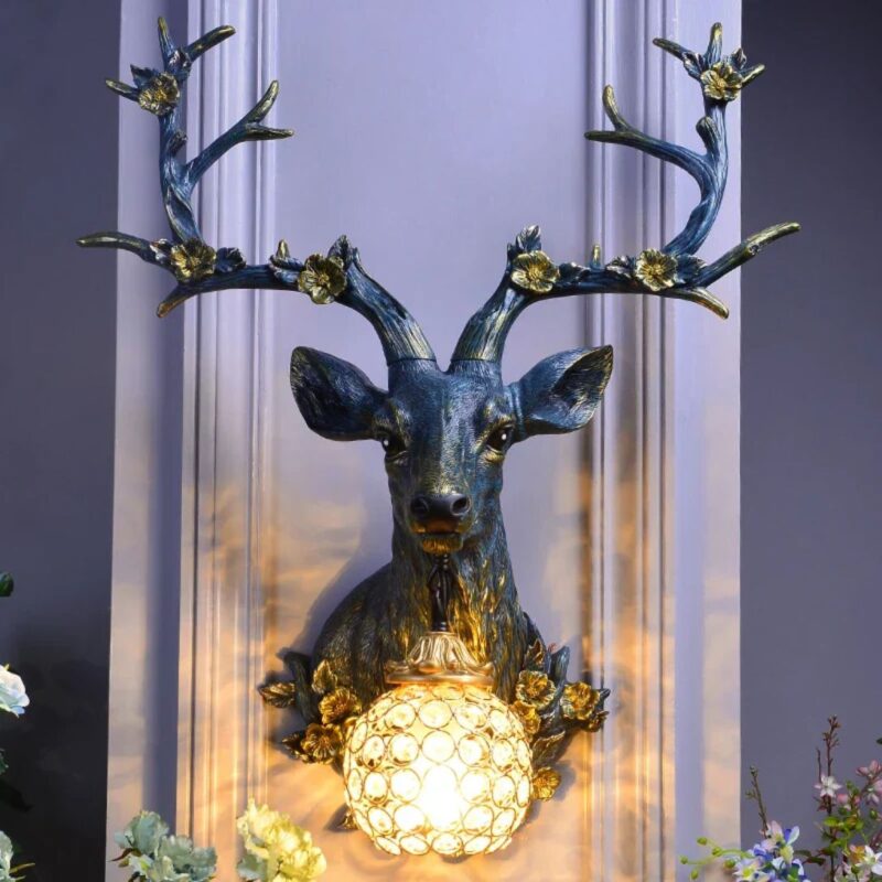 AFRALIA ANTLER WALL LAMP DEER HEAD