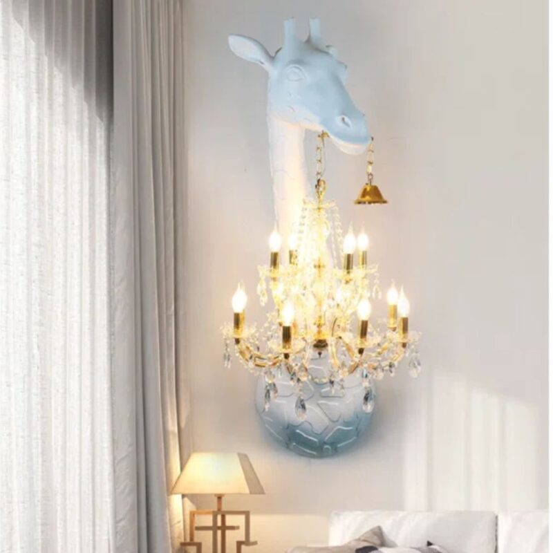 ART SCULPTURE GIRAFFE 29.5 NOVELTY WALL LAMP