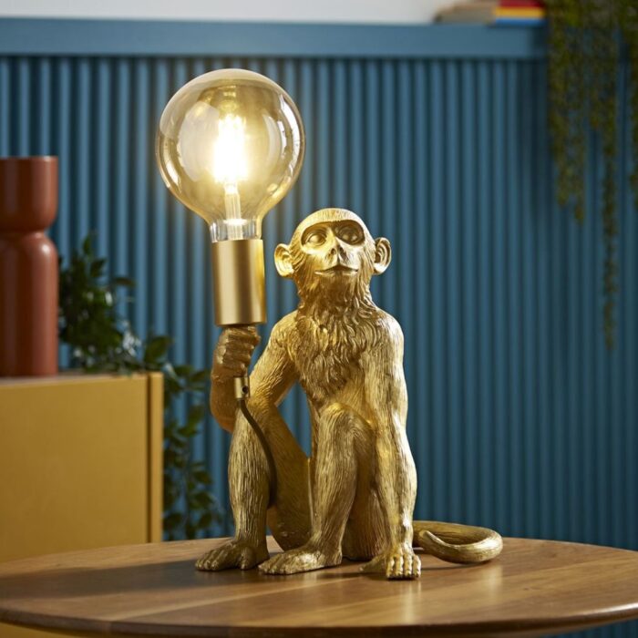 GEORGE MONKEY TABLE LAMP IN METALLIC GOLD