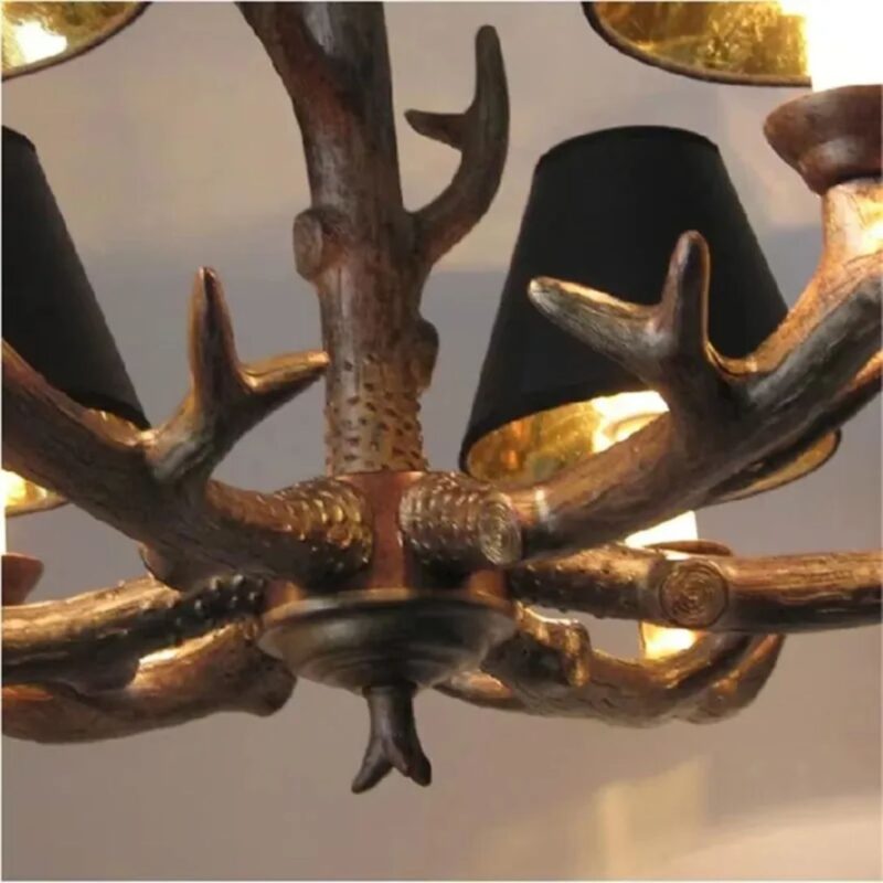 AFRALIA RETRO NORDIC ANTLERS PENDANT LAMP BRUSHED GOLD BLACK