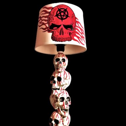 TABLE/FLOOR LAMP WITH SKULLS AND VELVET