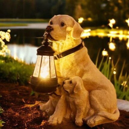 SOLAR DOG LIGHTS OUTDOOR WATERPROOF GARDEN DECOR SOLAR-POWERED LAWN LAMP