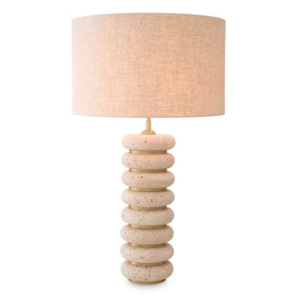 BARON TABLE LAMP TRAVERTINE ANTIQUE BRASS