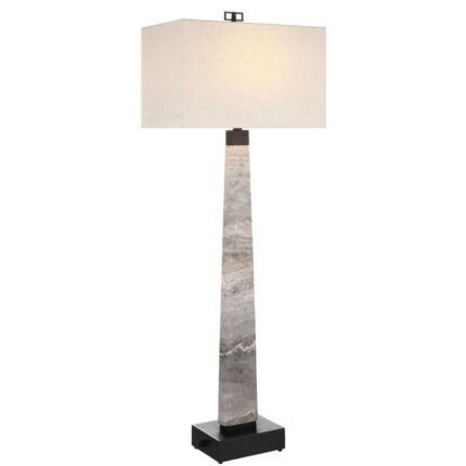 BLACK LABEL SPIRE BUFFET MARBLE LAMP RUSTIC GRAY STONE/BRONZE