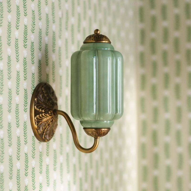 THE ELOISE SCALLOP MILK GLASS SCONCE WALL LIGHT GREEN
