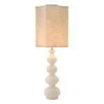 MABEL TABLE LAMP AND SHADE CRACKLED WHITE CERAMIC