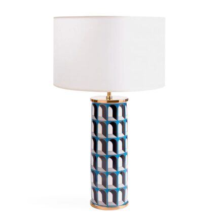 ARCADE TABLE LAMP WHITE AND BLUE