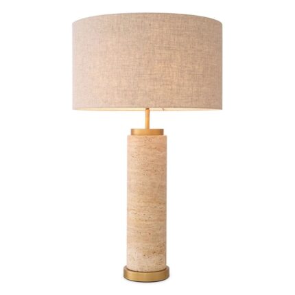 LXRY TABLE LAMP AND SHADE TRAVERTINE