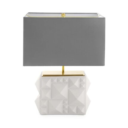 CHARADE STUDDED TABLE LAMP WHITE AND GREY