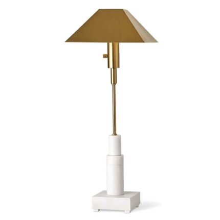BLACK LABEL TELESCOPE BUFFET LAMP WHITE MARBLE AND BRASS