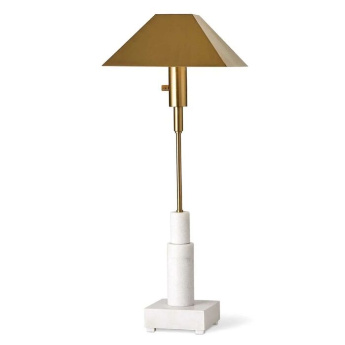 BLACK LABEL TELESCOPE BUFFET LAMP WHITE MARBLE AND BRASS