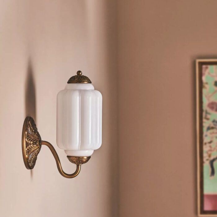 THE ELOISE SCALLOP MILK GLASS SCONCE WALL LIGHT WHITE