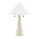 ALANA 2 LIGHT TABLE LAMP AGED BRASS AND CERAMIC ANTIQUE IVORY