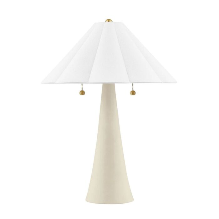 ALANA 2 LIGHT TABLE LAMP AGED BRASS AND CERAMIC ANTIQUE IVORY