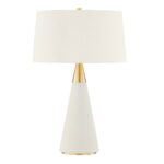 JEN 1 LIGHT TABLE LAMP AGED BRASS AND CREAM LINEN