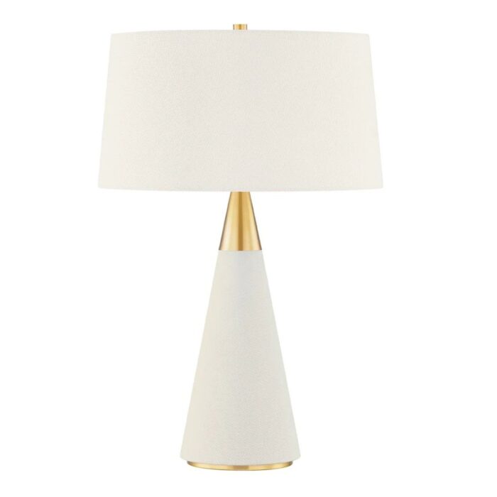 JEN 1 LIGHT TABLE LAMP AGED BRASS AND CREAM LINEN