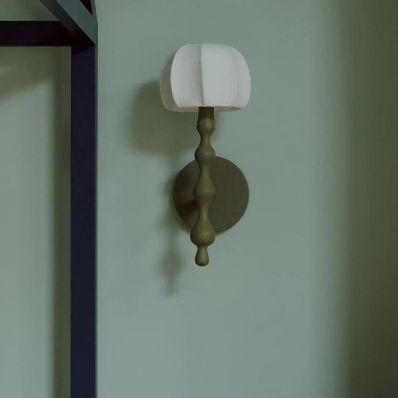 LALA REIMAGINED WOOD SHADED SCONCE GREEN
