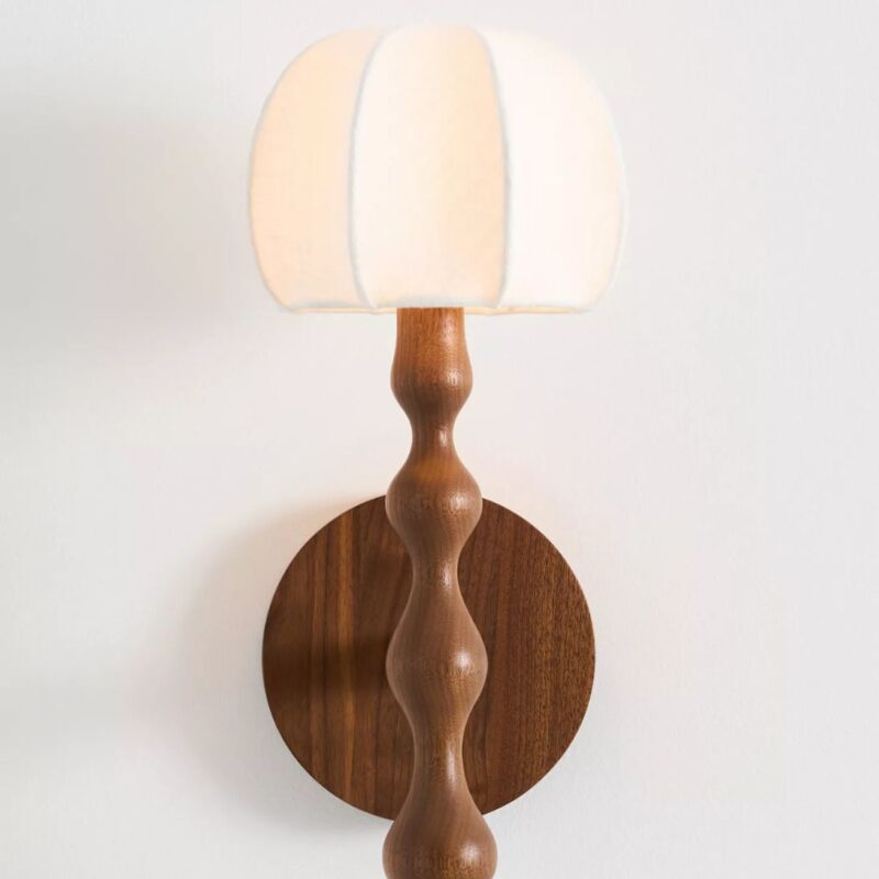 LALA REIMAGINED WOOD SHADED SCONCE BROWN
