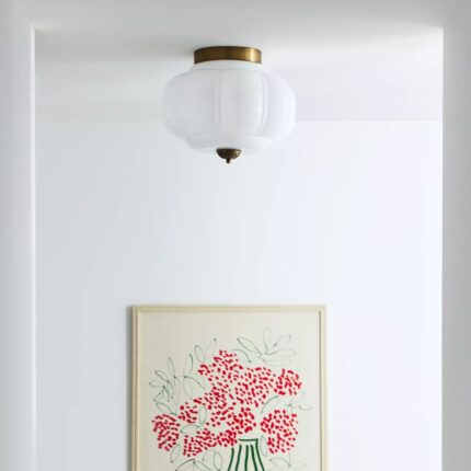 THE ELOISE SCALLOP MILK GLASS FLUSH MOUNT CEILING LIGHT WHITE