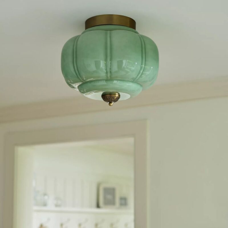 THE ELOISE SCALLOP MILK GLASS FLUSH MOUNT CEILING LIGHT GREEN