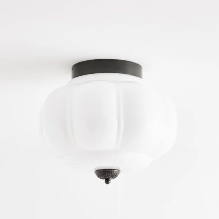 THE ELOISE SCALLOP MILK GLASS FLUSH MOUNT CEILING LIGHT WHITE BLACK