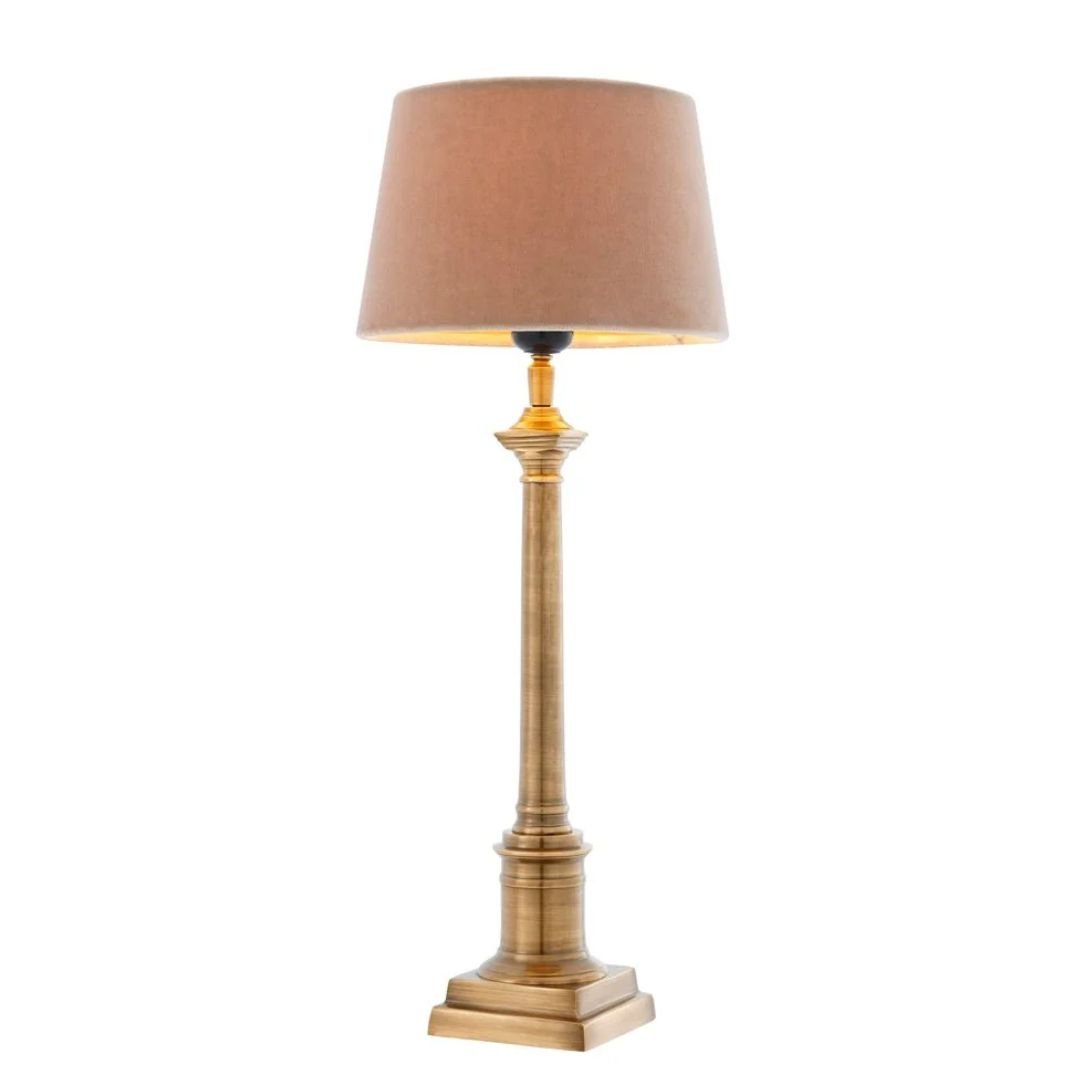 1 COLOGNE SMALL TABLE LAMP AND SHADE ANTIQUE BRASS