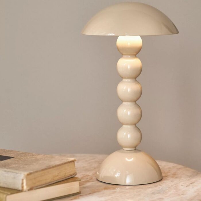 BOBBIN LED CORDLESS RECHARGEABLE TABLE LAMP BEIGE