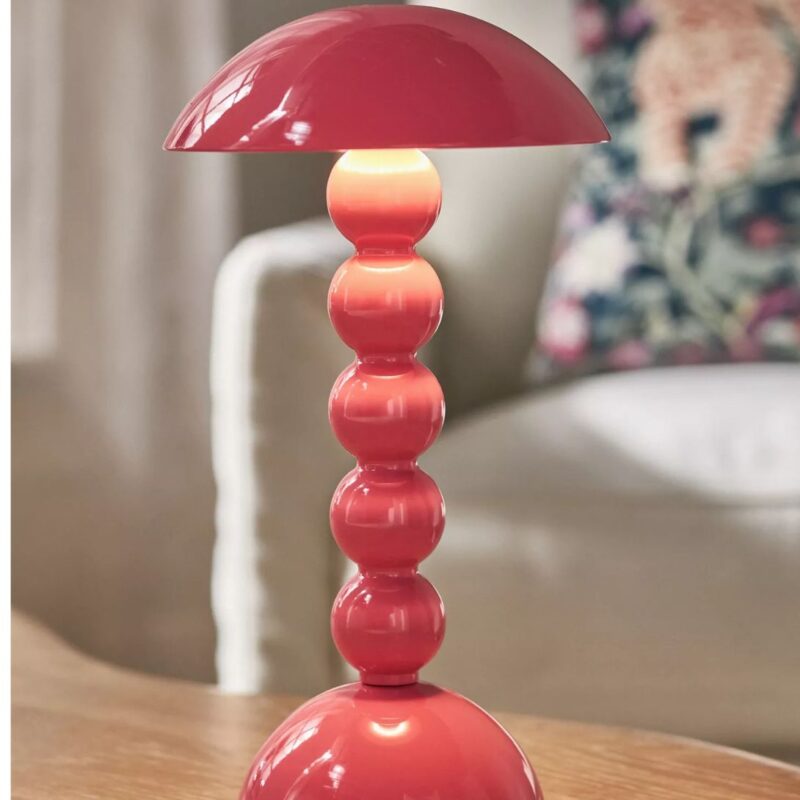 BOBBIN LED CORDLESS RECHARGEABLE TABLE LAMP PINK