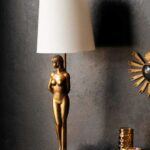 BRASS LADY TABLE LAMP
