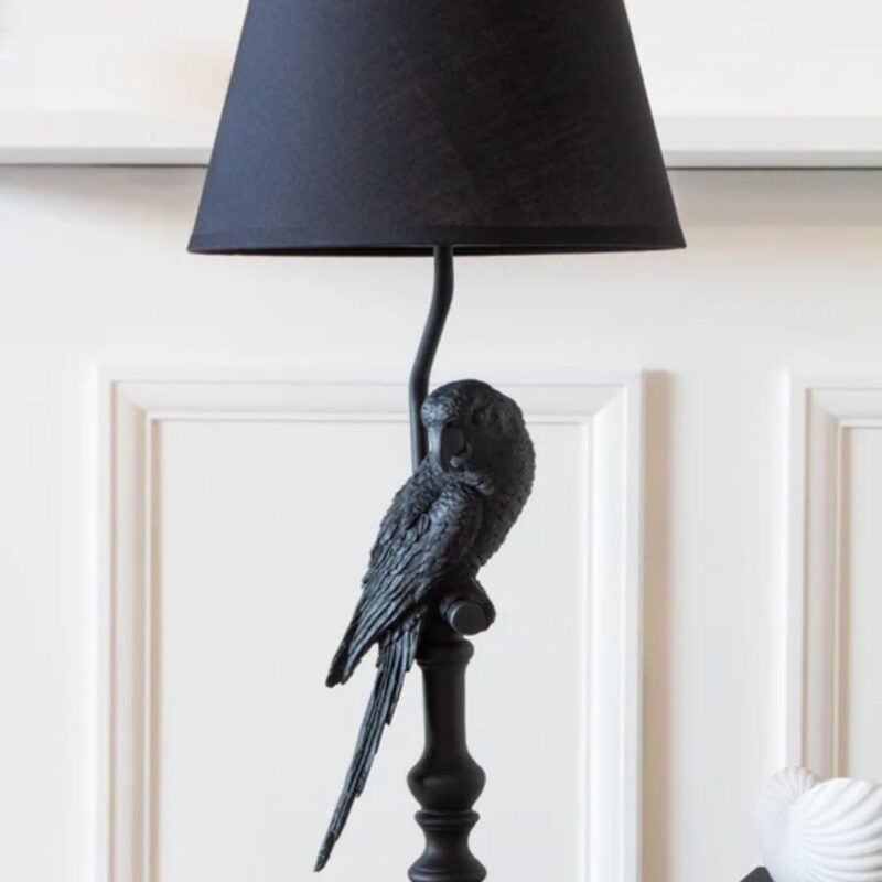 BLACK PARROT TABLE LAMP WITH LAMP SHADE