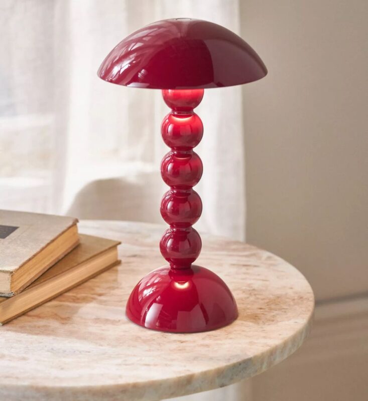 BOBBIN LED CORDLESS RECHARGEABLE TABLE LAMP CRIMSON